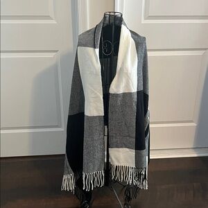 J. Crew Black and White Striped Sweater Cape
